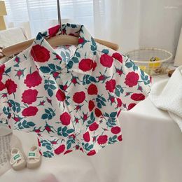 Clothing Sets 2024 Kids Boys Set Clothes Floral Pattern Baby Boy Shirt Short 2pcs Outfits Summer Party Birthday Handsome Tops Suit