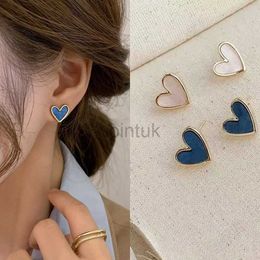 Stud Cute Korean Earrings Heart Bling Zircon Vintage Dark Green Versatile Gold Color Earring for Women Fashion Jewelry 2023 New Gift d240426