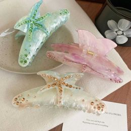 Clamps YHJ Underwater World Hair Claw Colorful Starfish Crabs Hair Claw Clip Hair Accessories for Women Girls Y240425