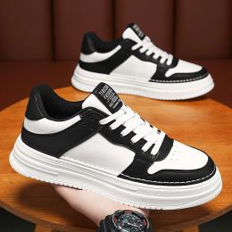 Boots New Men's Skateboarding Shoes Fashion Casual Sneakers Student Allmatch White Sport Shoes Free Flexible Leather Stitching