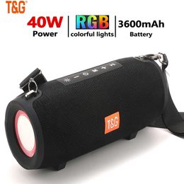 T&G TG322 PMPO MAX 40W Portable Bluetooth Speaker 3600MAH RGB LED Light Wireless Waterproof Outdoor Subwoofer Stereo Loudspeaker