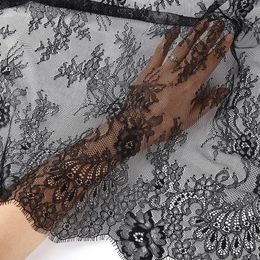 French wide lace fabric wedding veil skirt dress fabric material black and white soft thin style fashionable and comfortable 240417