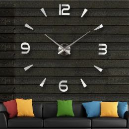 Clocks 3D Wall Clock Modern Design DIY Acrylic Mirror Stickers reloj de pared Watch Wall Clocks Home Decor Large Quartz Needle Horloge