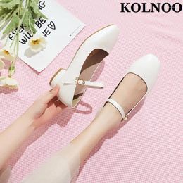 Casual Shoes Kolnoo Handmade Ladies Low-heel Pumps Buckle Ankle Strap Faux Leather Party Dress Wedding Prom School Fashion Court