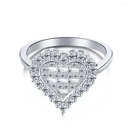 Cluster Rings Fashion Diamond Ring Japanese And Korean Trend S925 Pure Silver Exquisite Love Simulation