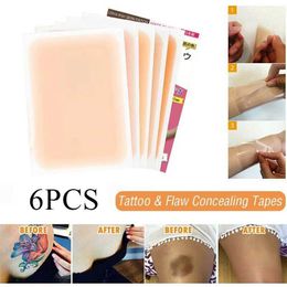 Tattoo Transfer 6PCS Tattoo Cover Up Sticker Scar Concealer Sticker Flaw Birthmark Concealing Skin Colour Waterproof Beauty Cosmetic Tools 240427