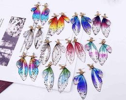 S925 Temperament Butterfly Crystal Earrings Female Personality Cicada Wings Gradient Color Fresh Sell Well2400856