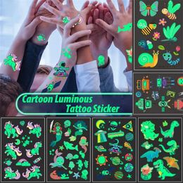 Tattoo Transfer 1PC Waterproof Tattoo Stickers Luminous Child Kid Temporary Fake Tattoos Glow Paste on Face Arm Leg for Children Body Sticker 240426