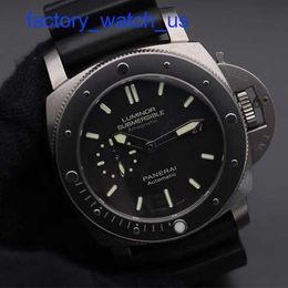 Famous Wrist Watch Panerai Submersible Series 44MM Sport Men's Black Glow-in-the Dark Waterproof Rubber Date Display Luxury Watch Black Ring Black Disc Tape PAM00389