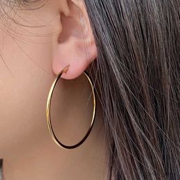 Stud 1Pair Stainless Steel Simple Classic Round Circle Hoop Earrings For Women Men Punk Smooth Big or Small Huggie Earring Pendientes