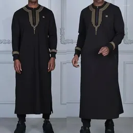 Ethnic Clothing Modest Men Black Dress Muslim Islamic Jubba Thobe Saudi Arabia Kaftan Robe Gown Ramadan S-2XL