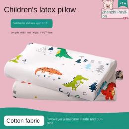 Pillow TAIHI Kids Natural Latex Pillow Orthopedic Cartoon Printing For Children Sleeping Pillows For 612 Years Old Safe Environmental