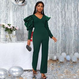 Women's Jumpsuits Fat Plus Size Sexy V Neck Jumpsuit Trolley Pants European And American Style