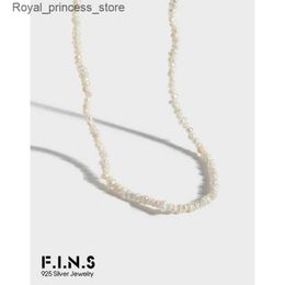 Pendant Necklaces F. I.N.S Korean Style 3mm Mini Irregular Baroque Freshwater Pearl Chain S925 Sterling Silver Necklace Stackable Exquisite Necklace Q240426