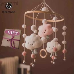 Mobiles# Lets Make Dropshipping Baby Rattles Crib Mobiles Toy Bed Bell Musical Box 0-12month Cloud Cotton Carousel For Cots Projection d240426