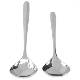 Dinnerware Sets 2 Pcs Plastic Cutlery Cooking Spoon Stainless Steel Soup Short Handle M Ladle Long