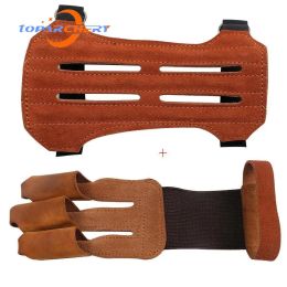 Darts Archery Arm Finger Guard Leather Handguard Protector Adult 3 Finger Glove Left Right Hunting Shooting Safety Anti Slip Protect