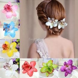 2024 Summer Orchid Hair Clip For Woman Artificial Flower Hairpins Hawaii Beach Wedding Party Hair Grip Hair Accessories