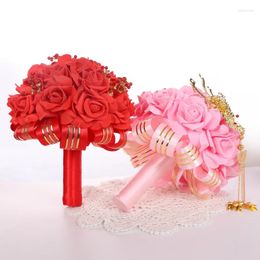 Wedding Flowers Elegant Red Bridal Bouquets Arrival 2024 Red/ Dark Pink 26 23cm