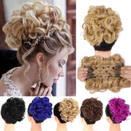 Chignon Chignon AS LARGE Comb Clip In Curly Hair Synthetic Hair Pieces Chignon Women Updo Cover Hairpiece Hair Bun