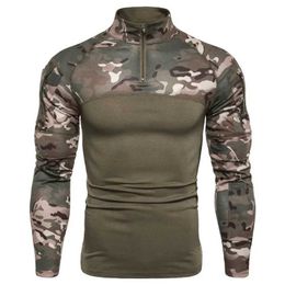 Tactical T-shirts New mens camouflage tactical military clothing combat shirt attack long sleeved tight fitting T-shirt army clothing 240426