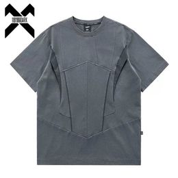 Tactical T-shirts 2023 Summer Tactical T-shirt Mens Techwear Patch Work Design Function T-shirt Street Clothing Harajuku T-shirt Black T-shirt Top 240426