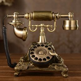 Accessories European Antique Telephone Rotary Dial Design Retro Landline Phone with Mechanical Ring Speaker and Redial Function for Home