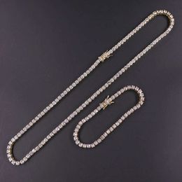 Hip Hop Bling Silver Jewellery Fancy Cz Clear Diamond Necklaces Bracelet Tennis Chain Men/woman