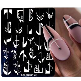 Art French Line Nail Stamping Plates Love Heart Flower Leaf Mold Steel Geometry Nail Art Gel Printing Stencils Template Tools Decor