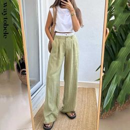 Women's Two Piece Pants Waytobele Women Two Piece Set Summer Casual Simple Solid Round Neck Slveless Tank Loose With Pocket Pants Sets High Strtwear Y240426