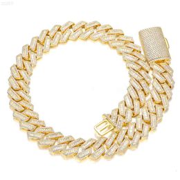 S925 Baguette Diamond Cuban Link Necklace Chain Vvs Moissanite Diamond Cuban Chain