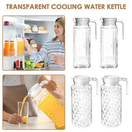 Water Bottles 2 Pack Plastic Pitcher With Lid 1.1L Jar Ribbed Design BPA-Free Clear