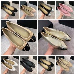 sandals designer slippers luxury shoes Ballet Flat Channel Brand Shoes Quilted Leather Bowknot round Women shoe leather designer shoes ballet flat paris dress