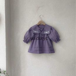 Girl's Dresses Autumn Baby Dresses Purple A Line Dress Removable Collar Girls Clothes H240506