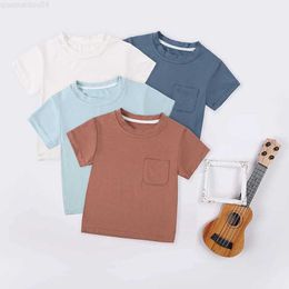 T-shirts Bamboo fiber summer baby T-shirt for baby boys and girls round neck short sleeved top with floral design casual newborn T-shirt for young childrenL2404