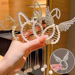 Hair Clips Barrettes Meatball Rabbit Angel Wings Pearl Rhinestone Tassel Pill Head Ponytail Buckle Hair Clip Female Korean Hair Card Hair Accessories 240426