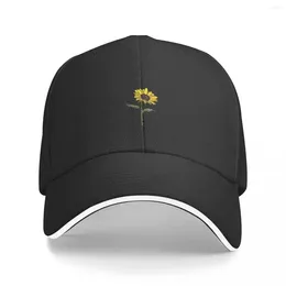 Berets Aesthetic Sunflower On Black Cap Fashion Casual Baseball Caps Adjustable Hat Unisex Hats Customizable Polychromatic