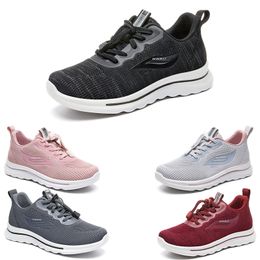 Free Shipping Men Women Running Shoes Lace-Up Anti-Slip Solid Mesh Soft Black Grey Pink Red Purple Mens Trainers Sport Sneakers GAI