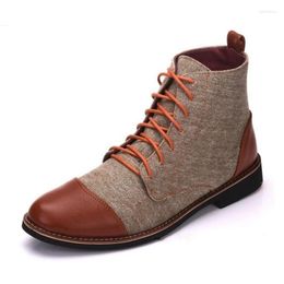 Boots Men's Canvas Mid-Calf Men Autumn Design Plus Size High-top Military Ankle Non-slip Breathable