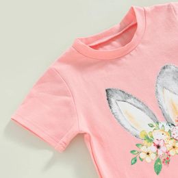 Clothing Sets Toddler Baby Girl Easter Outfits Short Sleeve Ears Print Tops And Flare Pants Set Clothes