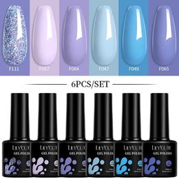 Esmalte lilycute 6pcs gel esmalte de unha conjunto mola macaron vernis semi permanente em gel híbrido vernize imernom off uv led unh uelg gel varnish y240425