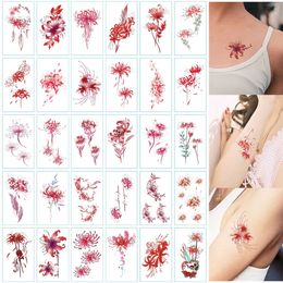 Tattoo Transfer 30Sheets Equinox Flower Pattern Temporary Tattoo Stickers 240426