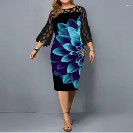 Casual Dresses Women Clothing Spring Plus Size Female Dress Lace Elegant Patchwork Printing Tie Dye Trend Sexy Temperament Robe