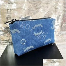 Cosmetic Bags Brand For Girl Makeup Wash Bag Klein Blue Letter Print Ins Zipper Style Lady Beauty Purse Can Put B Mirror Brush Eyeshad Otb0U