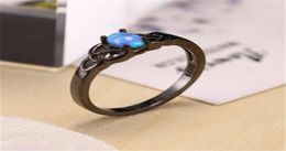 Wedding Rings Silver Ring Classic Fashion With Round Plated Black Inlaid Opal Hand Jewelry Temperament Women1966806