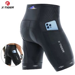 X-TIGER Cycling Shorts Mens Bike Shorts 5D Gel Pad Riding Short Reflective Bicycle Shorter With 3 Pocket Cycling Tights240417