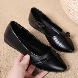 Casual Shoes Women's Flats Pointed Toe Moccasins Ballet Ballerina Loafers Non-slip PU Spring Autumn Black Brown