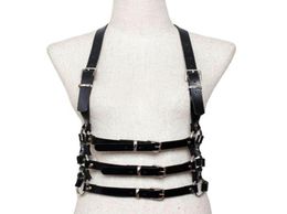 Belts Fashion Punk Cool Men Women Leather Belt Harajuku Artificial Body Harness Adjustable Three Lines Waist Straps9717015