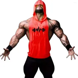 Men's Tank Tops Mens Casual Fashion Top Gym Fitness Workout Cotton Sleeveless Shirt Summer Clothing Male Hooded Singlet Hip Hop Vest