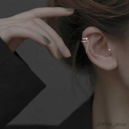 Charm 1PC Silver Color Crystal Tassel Non-Piercing Cuff Ear Clip Earring For Women Chain Fake Cartilage Piercing Jewelry Right Earring